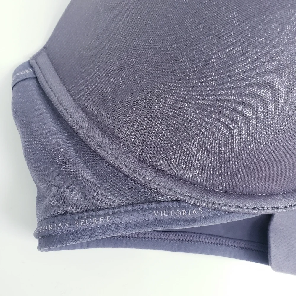 Victorias Secret T-Shirt Pushup Plunge Purple Heathered Silver Bra